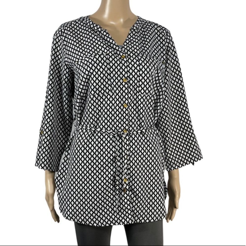 Oh! Mamma Button Up Black and White  Blouse